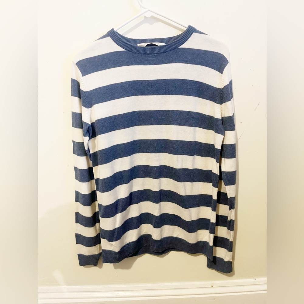 H&M Kids Blye & White Striped Crew Neck Sweater